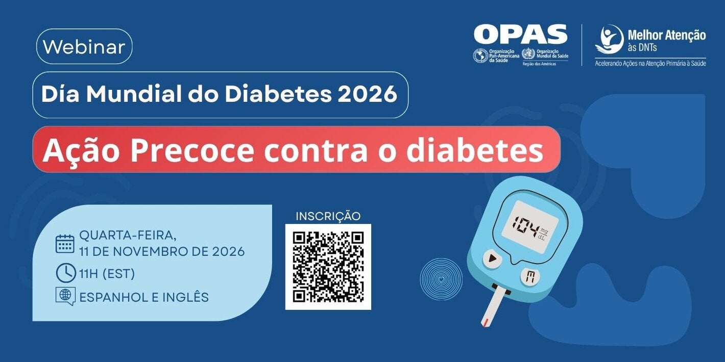 Peça gráfica para o webinar Dia Mundial do Diabetes: Ação Precoce contra o Diabetes