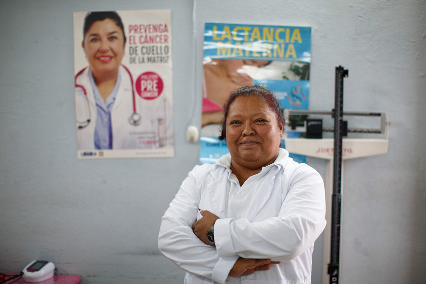 Nurse Teresa Sagastume proud of her work at the cervical cancer clinic of the Zone 1 Health Center, Guatemala City.