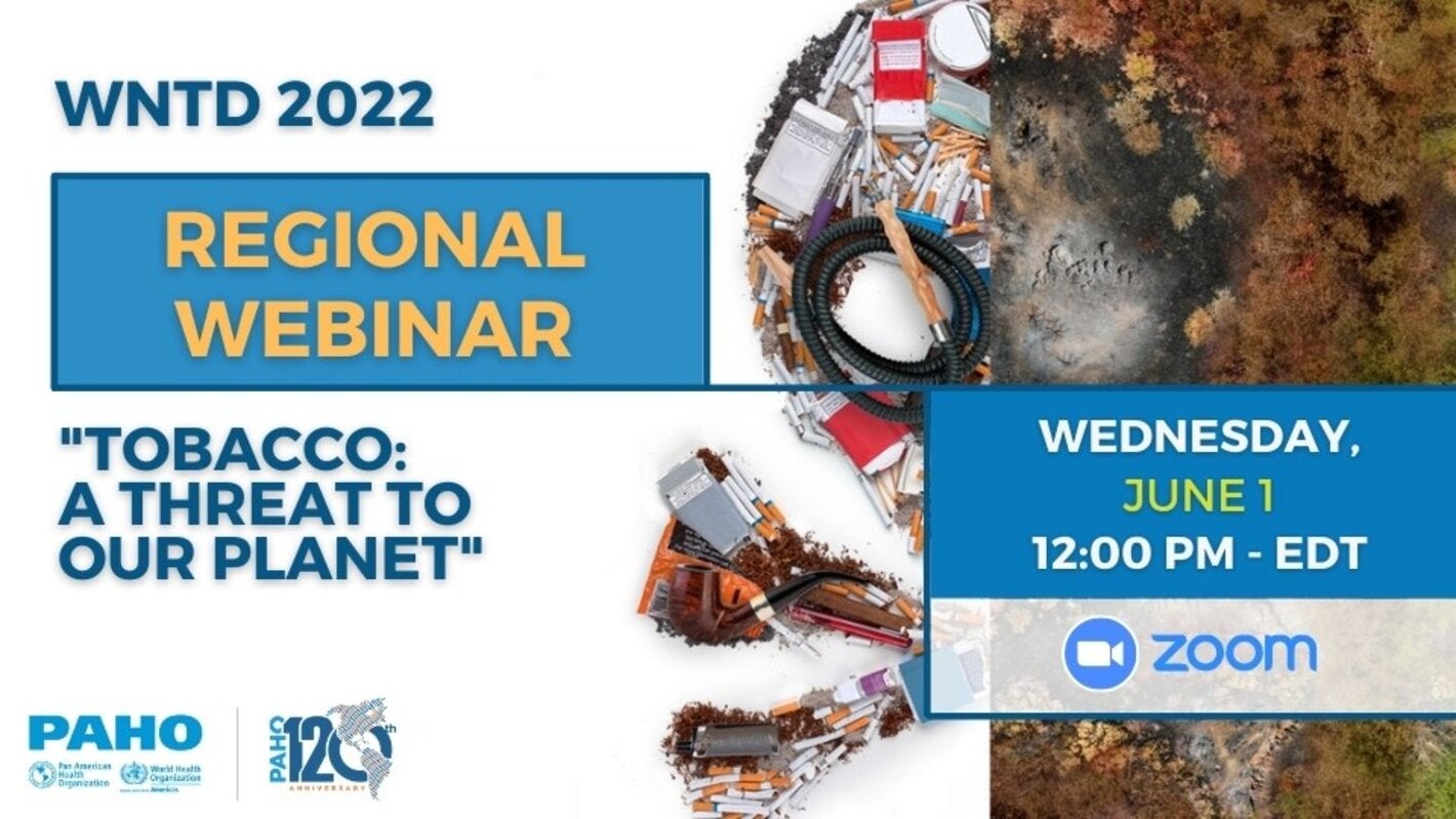 webinar banner for the regional world no tobacco day event