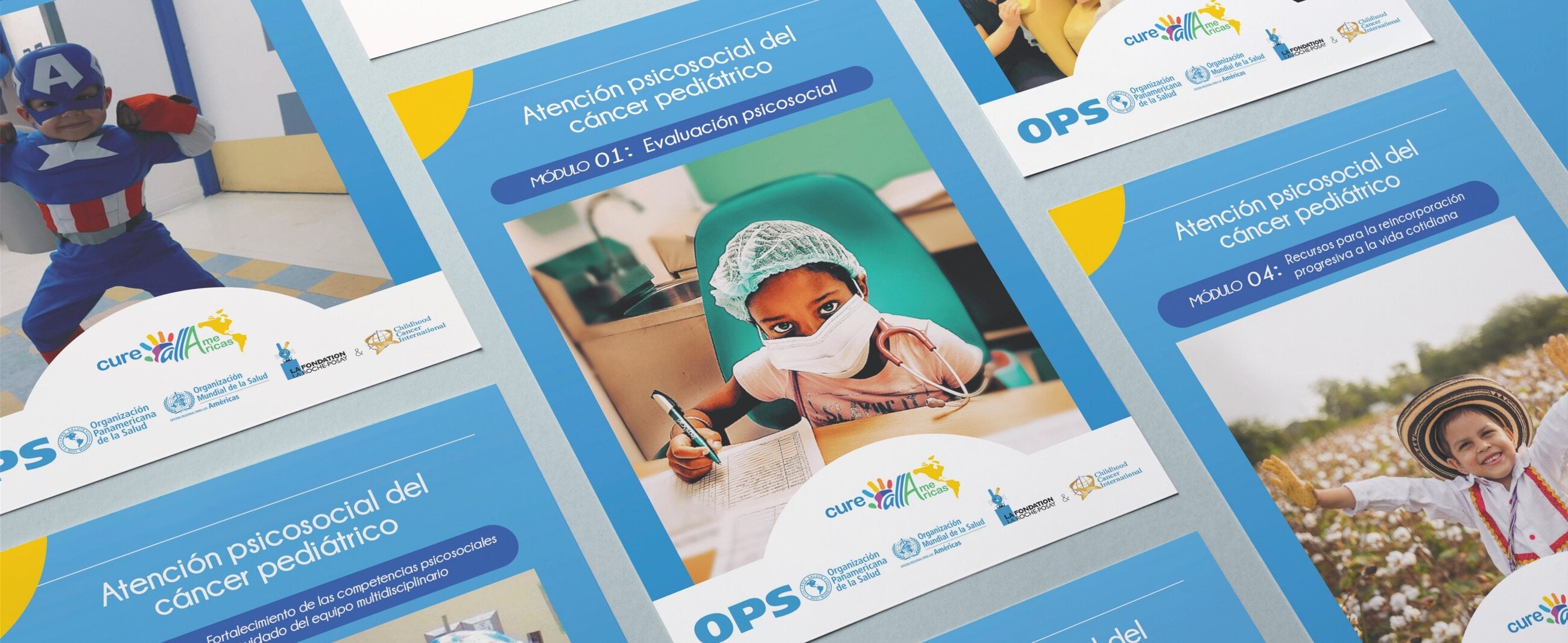 Portadas módulos de atención psicosocial en cáncer pediátrico