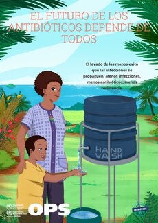 Afiche: El lavado de manos evita que las...