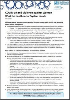 COVID-19 AND VIOLENCE AGAINST WOMEN What The Health Sector/System Can Do
