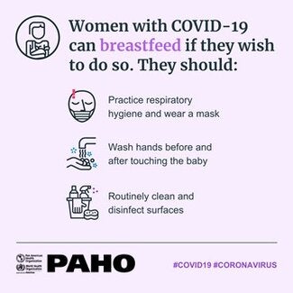 Tarjeta Lactancia Materna y COVID-19. Tips para amamantar de forma segura para mujeres con COVID-19 (VERSIÓN OMS)