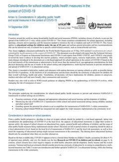 Considerations for school-related public health measures in the context of COVID-19