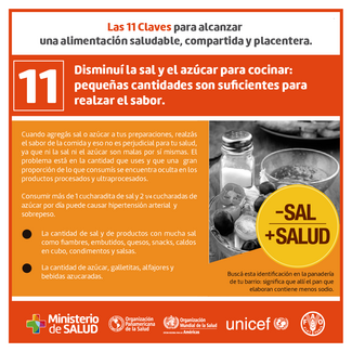 Clave 11. Disminuí la sal y el azúcar para cocinar: pequeñas cantidades son suficientes para realzar el sabor. 