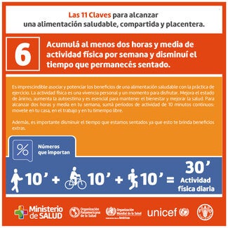 Clave 6. Acumulá al menos 2 horas y media de actividad física y disminuí el tiempo que permaneces sentado.