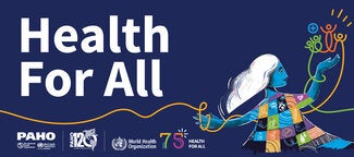 Web banner: Health For All (blue)