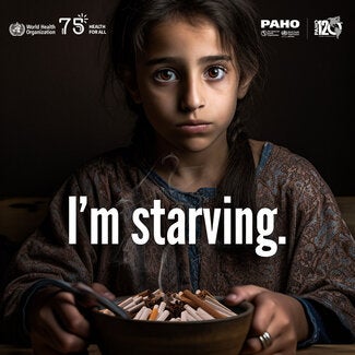 While 3.2 million hectares of fertile land  becomes spoiled by tobacco, millions  starve. 