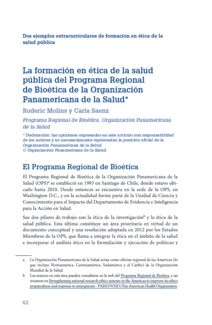 La formación en ética de la salud pública del Programa Regional de Bioética de la Organización Panamericana de la Salud