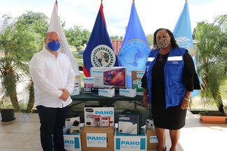 Photo of The handover of IT Supplies and ULT Freezer to Ministry of Health and Wellness