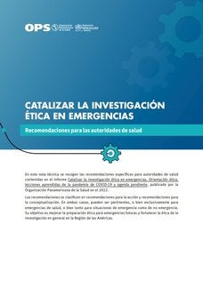 CATALIZAR INVESTIGACIONES EMERGENCIAS. RECOMENDACIONES