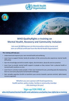 WHO QualityRights e-training on Mental Health, Recovery and Community Inclusion