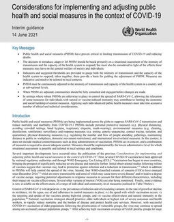 Considerations for implementing and adjusting public health and social measures in the context of COVID-19: interim guidance, 14 June 2021