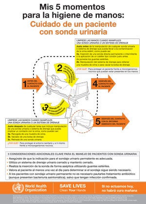 Mis 5 momentos para la higiene de manos. Cuidado de un paciente con sonda  urinaria - OPS/OMS | Organización Panamericana de la Salud