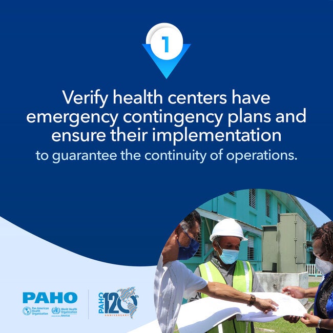 Verify health centers have emergency contingency plans and ensure their implementation to guarantee the continuity of operations