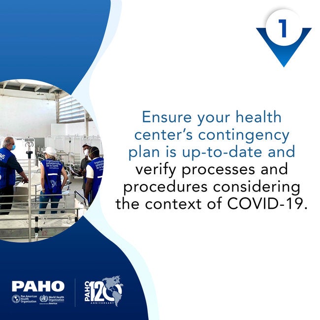 Ensure your health center's contingency plan is up-to-date and considering the context of COVID-19