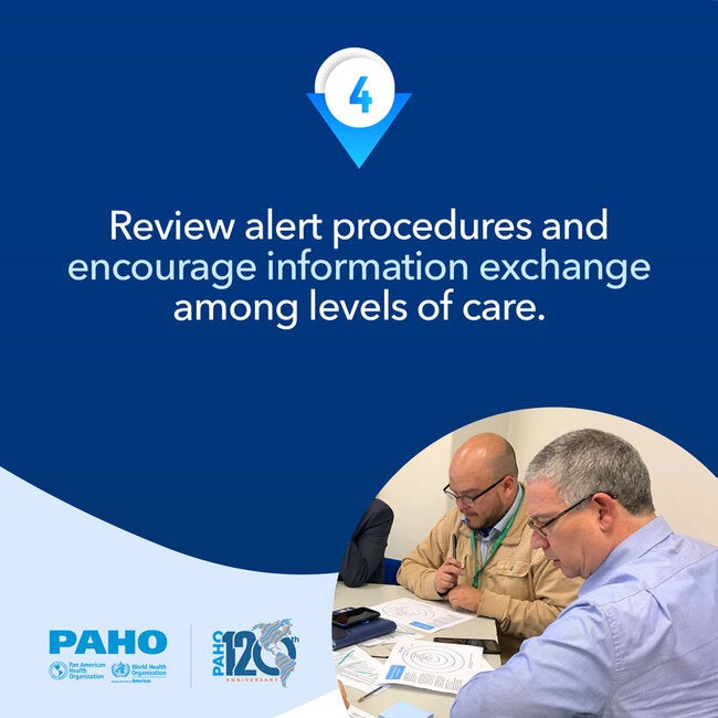 Review alert procedures and encourage information exchange among levels of care