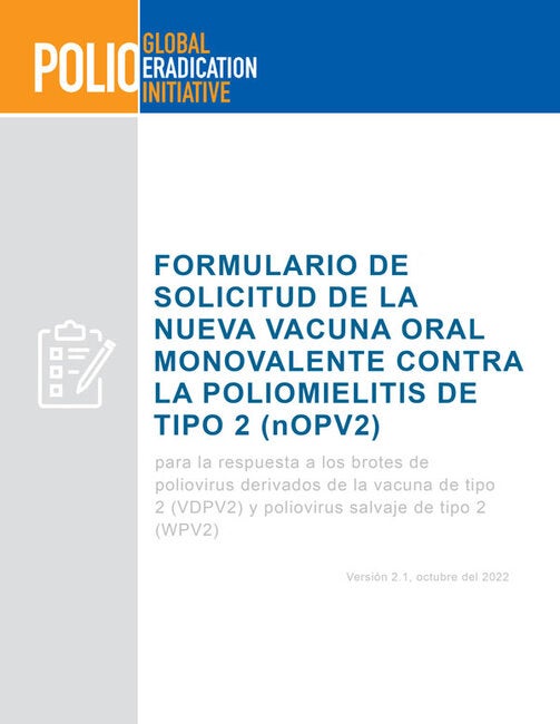 Formulario de solicitud de la nueva vacuna oral monovalente contra la ...