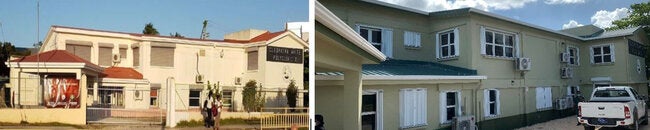 Before and after view of the Cleopatra White Polyclinic in Belize