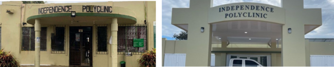 Before and after view of the Independence Polyclinic in Belize
