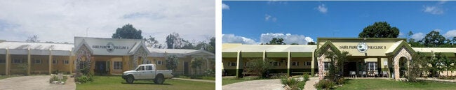 Before and after view of the Isabel Palma Polyclinic in Belize