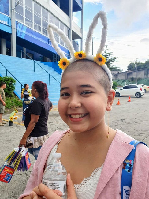 Girl going through cancer treatment