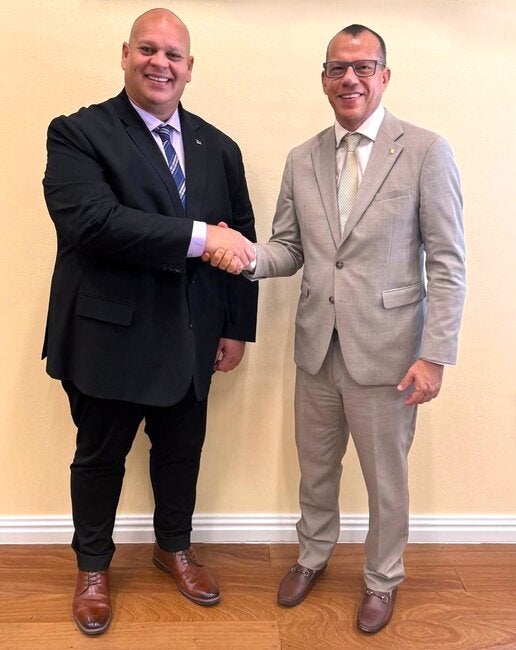 (L-R) Dr. Gabriel Vivas Francesconi, PAHO/WHO Representative and The Honourable Tyron Boekhoudt, Minister of Health, Environment and Nature.