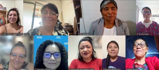 Reunión virtual con parteras tradicionales.