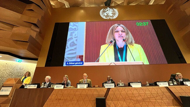 Dr. Maya Espinoza, head of the Bolivian delegation to the 77th World Health Assembly