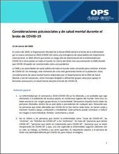 Consideraciones psicosociales y de salud mental durante el brote de COVID-19