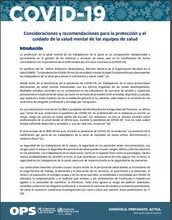 Consideraciones y recomendaciones para la protección y el cuidado de la salud mental de los equipos de salud