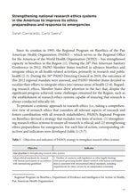 Strengthening national research ethics systems in the Americas to improve its ethics preparedness and response to emergencies