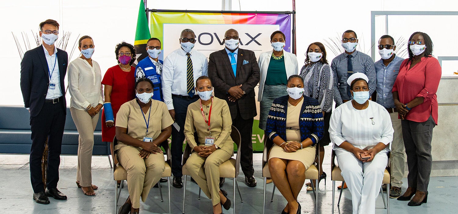 Group photo on arrival of Covid-19 vaccines in KNA