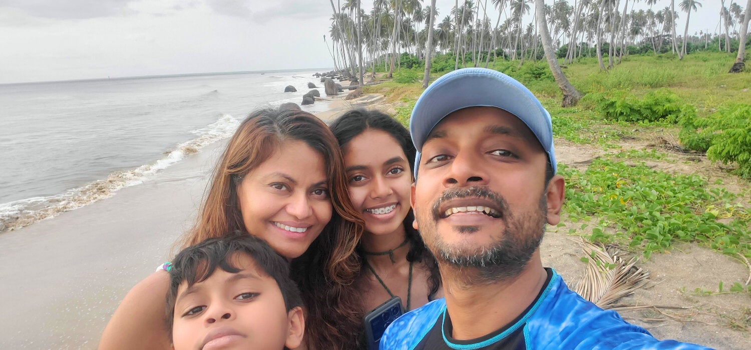 Dr. Nagassar with his wife, Dr. Roma Bridgelal-Nagassar, and their children.