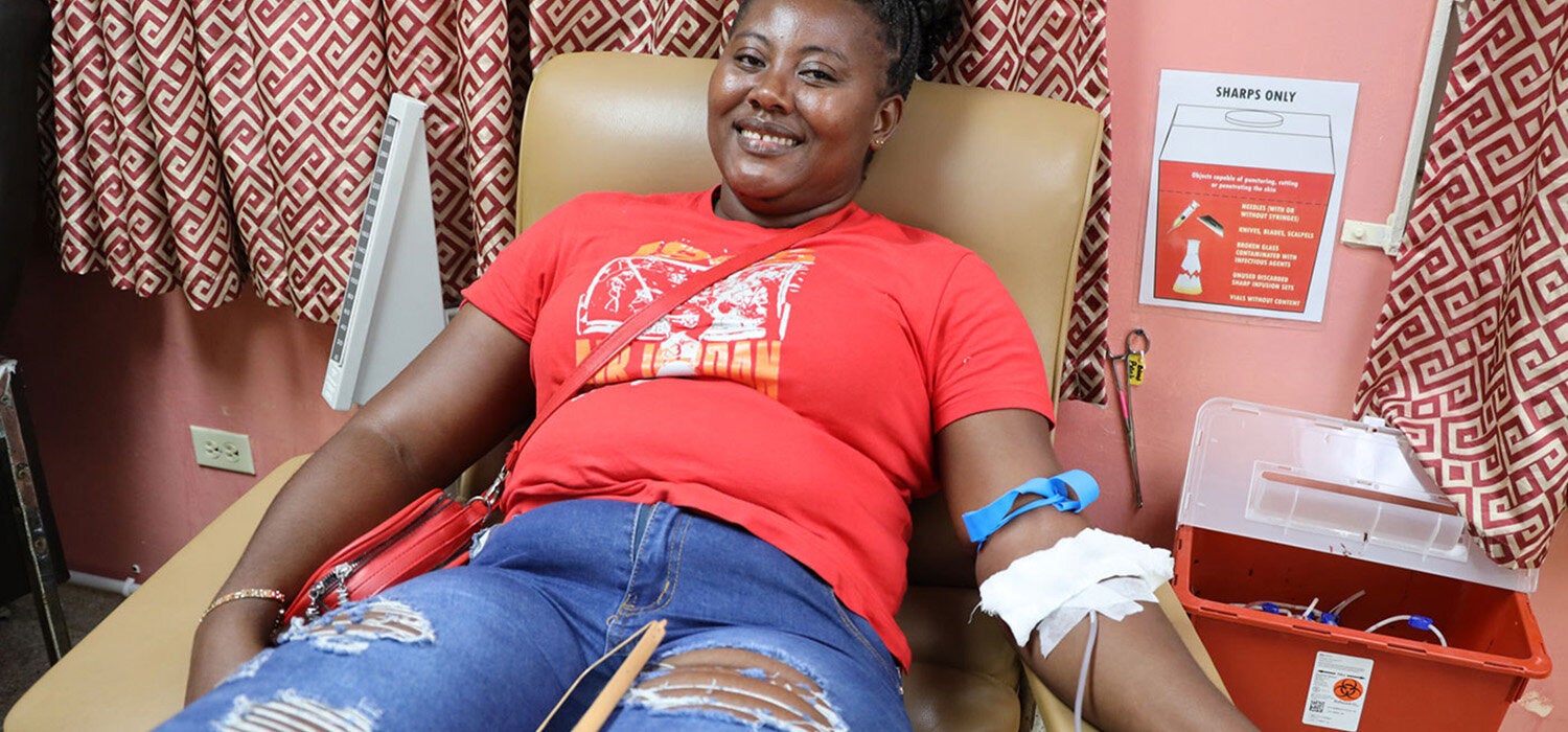 woman donating blood