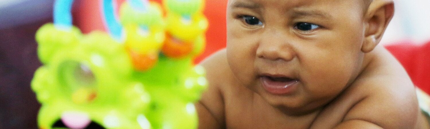 Infant with face mask 