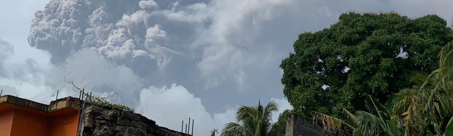 Volcano La Soufriere eruption in Saint Vincent and the Grenadines