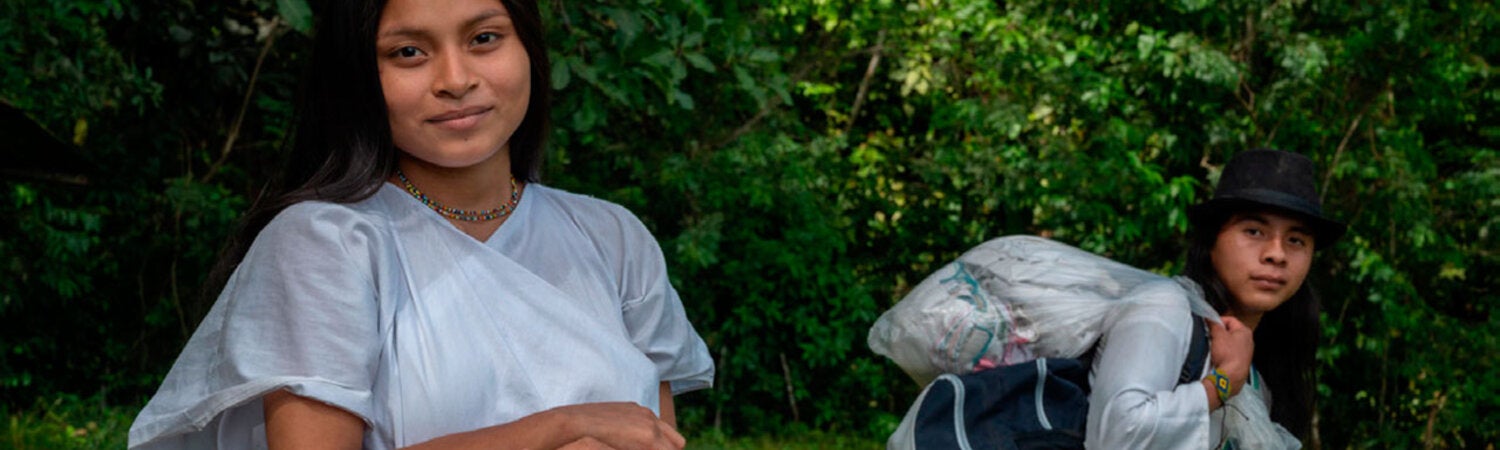 Two women walking in nature