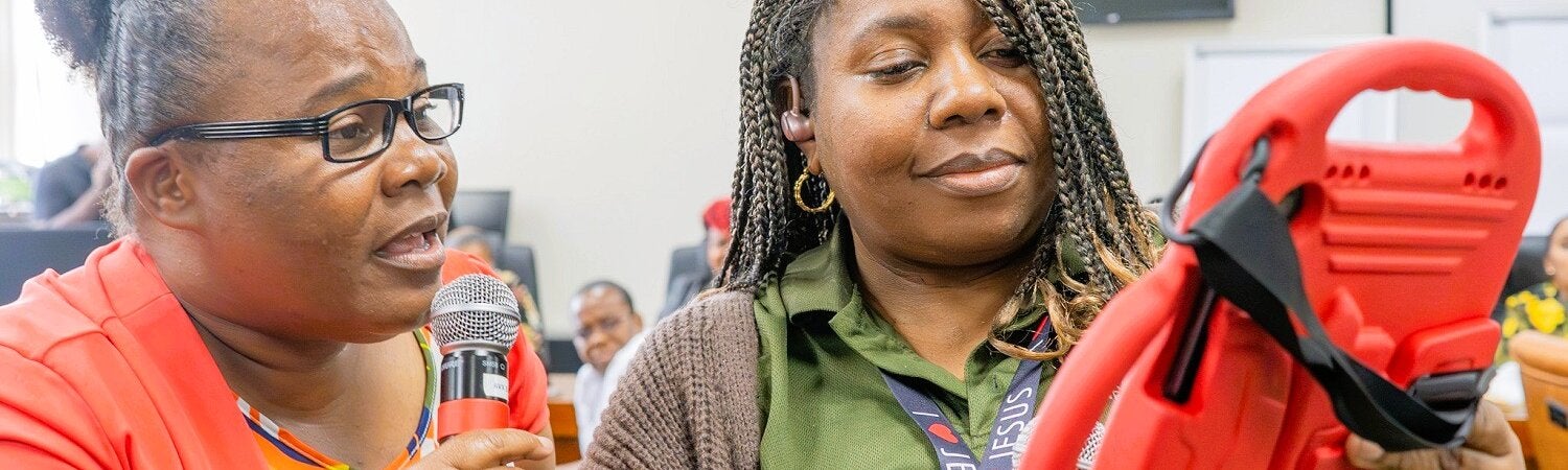 Healthcare workers in Trinidad during a risk communication session