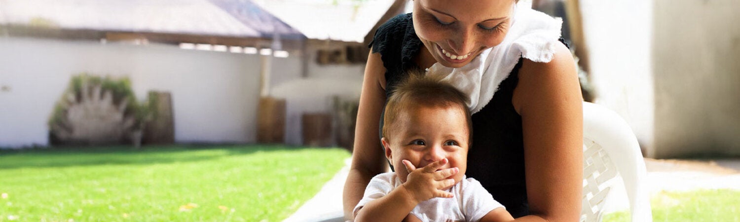 Mom happy with baby