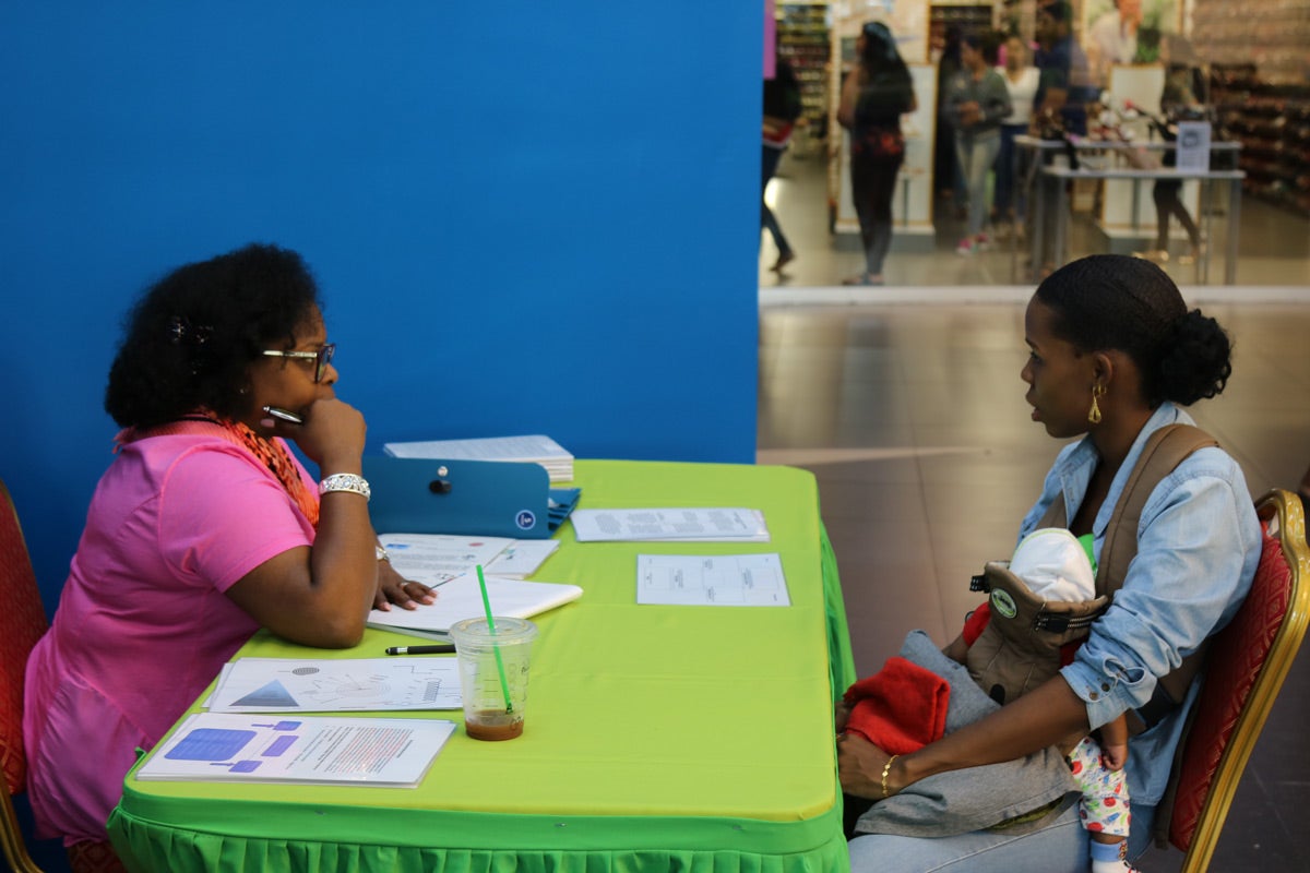 Mother and child participates in the Wellness Fair 