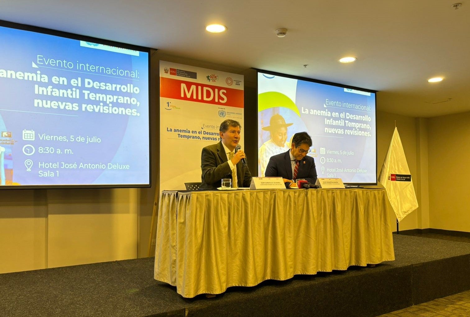 ONU || Igor Garafulic, Coordinador Residente de las Naciones Unidas en Perú, junto a Julio Demartini, Ministro de Desarrollo e Inclusión Social